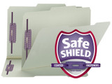 Smead Pressboard File Folder with 2 Fasteners, 2/5-Cut Tab ROC Position, Guide Height, 2" Expansion, Legal Size, Gray/Green, 25/Box