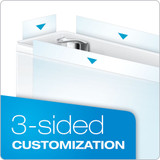 Graphic showing ClearVue overlay pockets for front cover, spine, and back cover customization.