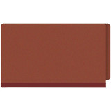 Closed red pressboard end tab file folder legal size with straight cut tab for shelf filing