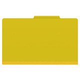 Front view of yellow legal size top tab classification folder with top tab and reinforced bottom edge
