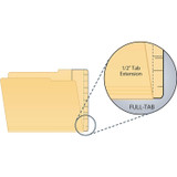 Tabbies 55992 Extenda-Folder strip shown on a folder with a close-up highlighting the full-cut end tab extension.