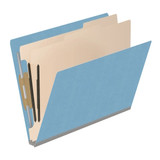End Tab Classification Folders with 2 Dividers, Letter Size, Blue, 18pt. Stock, 2" Expansion, 10/Box, Fastener Side