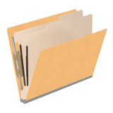 End Tab Classification Folders with 2 Dividers, Letter Size, Goldenrod, 18pt. Stock, 2" Expansion, 10/Box, Fastener Side