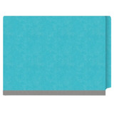 Closed light blue end tab classification folder with gray reinforced expansion
