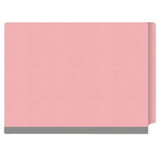 Closed pink end tab classification folder with gray reinforced expansion