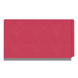 Closed red legal-size end tab classification folder with straight-cut side tab and reinforced 2 inch expansion spine