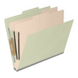 Gray/green letter-size top tab classification folder shown closed with top tab and reinforced expandable edge.