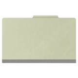 Front view of closed gray-green legal-size top tab classification folder