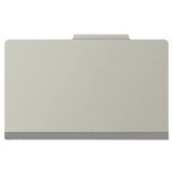 Front view of closed grey legal-size top tab classification folder