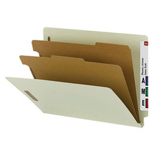 Smead End Tab Classification Folders, 2 Dividers, Letter Size, 25pt Pressboard, Gray/Green, 10/Box (26802)