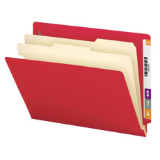 Smead End Tab Classification Folders, 2 Dividers, Letter Size, 14pt, Red, 10/Box (26838)