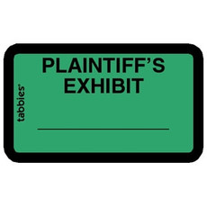 Legal Exhibit Labels 58025, Plaintiff's Exhibit, 1-5/8 x 1, Green 252/Pack