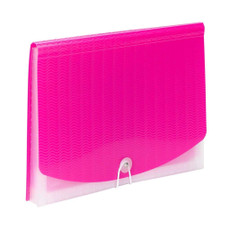 Smead Poly Expanding File, 6 Dividers, Flap and Cord Closure, Letter Size, Pink/Clear