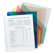 Poly Slash-style File Jackets, 3-Hole Punch, Letter , Assorted Colors, 5/Pk (89505)