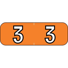 Barkley Numeric Labels, NBAM, 1 1/2 x 1/2, Number 3, Orange, (BANM-3)