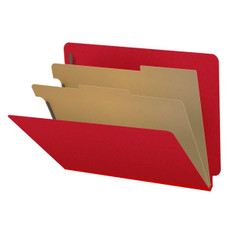 End Tab Classification Folders, 2 Dividers, Letter Size, Type III Pressboard, Deep Red 10/Box (DV-S42-26-3DRD)