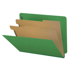 End Tab Classification Folders, 2 Dividers, Letter Size, Type III Pressboard, Moss Green 10/Box (DV-S42-26-3MGN)