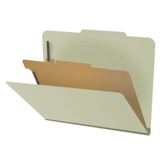 Pressboard Classification Folders, 2/5-Cut, Letter Size, 2" Exp, 1 Divider, Type III Gray/Green, 10/Box