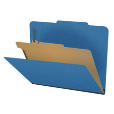 Pressboard Classification Folders, 2/5-Cut, Letter Size, 2" Exp, 1 Divider, Type III Royal Blue, 10/Box