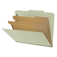 Pressboard Classification Folders, 2/5-Cut, Letter Size, 2" Exp, 2 Dividers, Type III Green, 10/Box