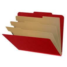 Pressboard Classification Folders, 2/5-Cut, Letter Size, 3" Exp, 3 Dividers, Type III Deep Red, 10/Box