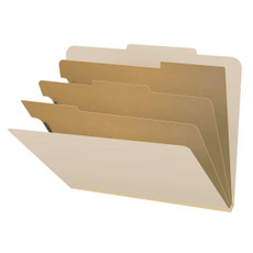 Classification Folders, 2/5-Cut, Letter Size, 3" Exp, 3 Dividers, 18 Point Manila, 10/Box