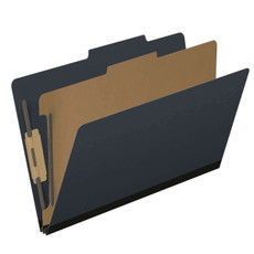 Pressboard Classification Folders, 2/5-Cut, Legal Size, 2" Exp, 1 Divider, Type III Black, 10/Box