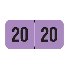 PMA Compatible Year Labels, 2020, Fluorescent Violet, 3/4 x 1-1/2, 500/RL