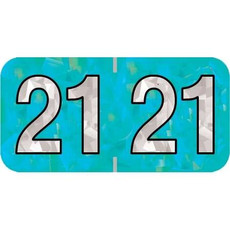 PMA Compatible Year Labels, 2021, Holographic Aqua, 3/4 x 1-1/2, 500/RL