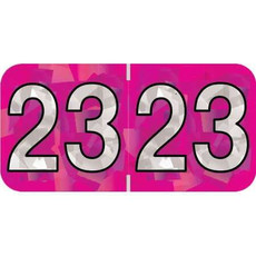 PMA Compatible Year Labels, 2023, Holographic Fuchsia, 3/4 x 1-1/2, 500/RL
