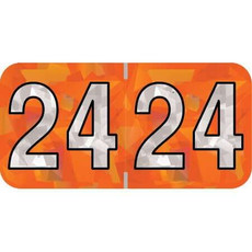 PMA Compatible Year Labels, 2024, Holographic Orange, 3/4 x 1-1/2, 500/RL