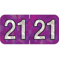 PMA Compatible Year Labels, 2021, Holographic Purple, 3/4 x 1-1/2, 500/RL