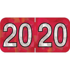 PMA Compatible Year Labels, 2020, Holographic Red, 3/4 x 1-1/2, 500/RL