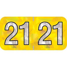 PMA Compatible Year Labels, 2021, Holographic Yellow, 3/4 x 1-1/2, 500/RL