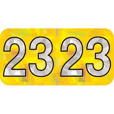 PMA Compatible Year Labels, 2023, Holographic Yellow, 3/4 x 1-1/2, 500/RL