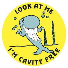 Children's Stickers, I'm Cavity Free, Yellow, 1-3/4" Circle, 100/Roll