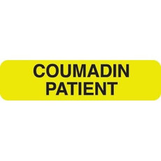 Medical Chart Labels, Coumadin Patient, 1-1/4 x 5/16, Fl. Chartreuse, 500/Roll (MAP228)