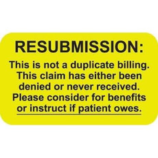 Insurance Claim Labels, Re-submission, 250/Box (MAP2680)
