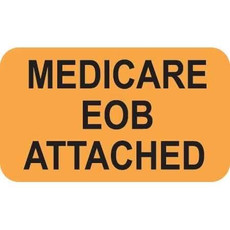 Insurance Labels, Medicare EOB Attached, 1-1/2 x 7/8, Fl. Orange, 250/Roll (MAP2690)