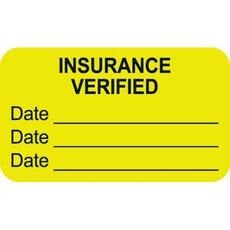 Insurance Labels, Insurance Verified, 1-1/2 x 7/8, Chartreuse, 250/Roll (MAP2960)