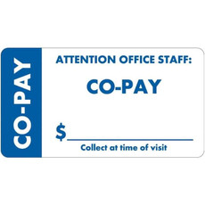 Insurance Labels, Co-Pay, 3-1/4 x 1-3/4, White/Blue, 250/Roll (MAP3150)