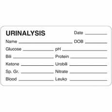 Medical Chart Labels, Urinalysis, 3-1/4 x 1-3/4, White, 250/Roll (MAP3510)