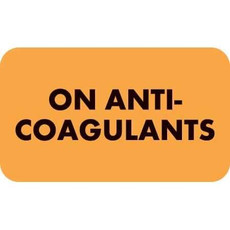 Medical Chart Labels, On Anti-Coagulants, 1-1/2 x 7/8, Fl. Orange, 250/Roll (MAP3580)