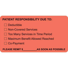 Patient Responsibility Labels, Patient Responsibility Due To, 250/Box