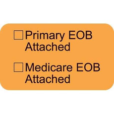 Insurance Labels, Primary EOB, 1-1/2 x 7/8, Fl. Orange, 250/Roll (MAP7058)