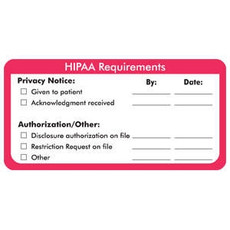 HIPAA Requirements Label, White/Red, 4 x 2, Roll/250