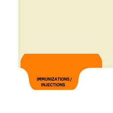 Chart Divider, Bottom Tab, Position 1, Orange, Imunization/Injections, Pack/100