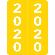 Smead Year Labels, 2020, Yellow, 2 H x 1 1/2 W, 500/Roll