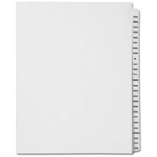 Alphabetical Index Dividers, Side Tab, Letter AAA-ZZZ Collated Set (SP11-AAA-ZZZ)