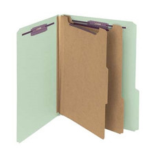 Smead 14215 - Top Tab Pressboard Classification Folders, 2 Dividers, Letter Size, Gray/Green, 10/Box